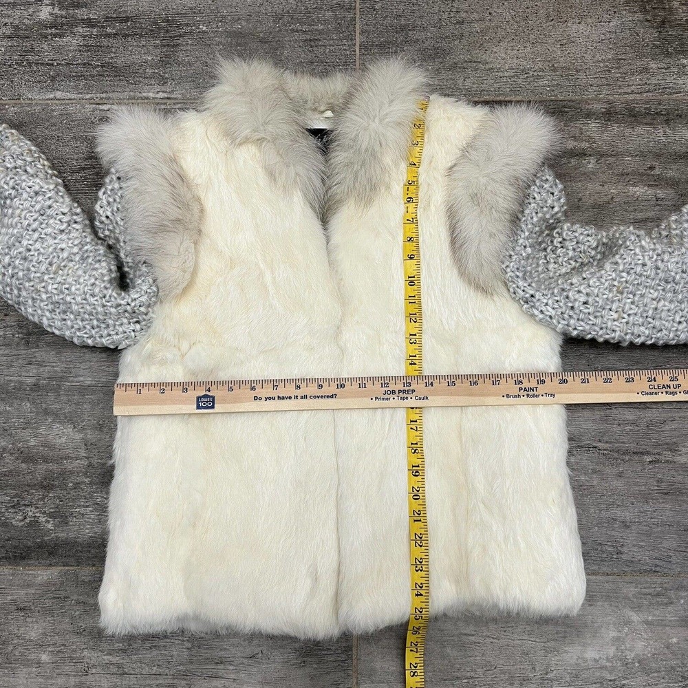 Vintage Niki Natural Rabbit Fur Jacket Chunky Knit Sleeves Women’s M Medium READ - Picture 4 of 13